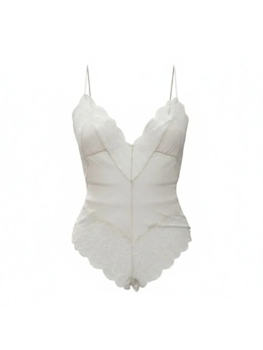 Vintage Slip Interludes by CIRA White Lace Satin Teddy Bodysuit Lingerie Medium - Picture 1 of 16